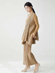 Luxury Formal Metallic Pleats Set