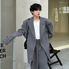 Men's 2 Piece Gray Oversized Blazer & Pants Set