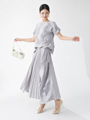 Luxury Pleated Long Skirt & Top Matching Set