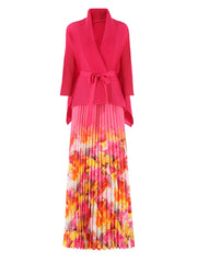 Couture Plissé Pleated Cardigan & Maxi Skirt