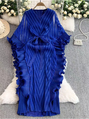 Sculptural Plissé Cape Kaftan