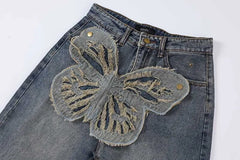 Viviana Butterfly Elegance Detachable Patch Jeans