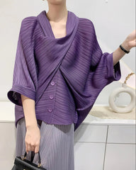 Luxury Overlap Draped Plissé Top
