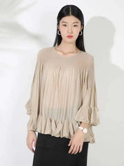 Luxury Plissé Ruffle Blouse