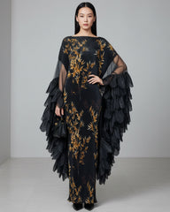 Luxury Plissé Winged Kaftan Dress