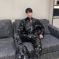 Men's Luxury Sequin Jacket & Pants 2-Piece Suit Set