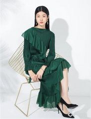 Luxe Micro-Pleated Ruffle Dress