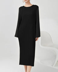 Luxury Pleated Bell Sleeve Dress