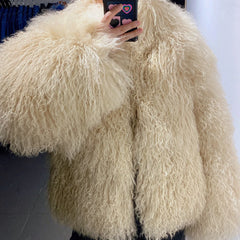 100% Genuine Mongolian Lamb Fur Coat