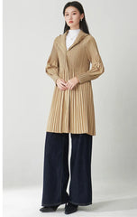 Elegant Pleated Hooded Coat