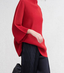 Elegant Mock-Neck Pleated Top