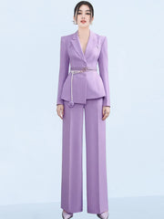 Women's 2 Piece Royal Purple Blazer & Trousers Set