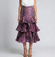Leopard Tiered Ruffle Skirt