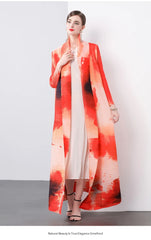 Women's Stylish Pleated Long Maxi Cardigan Coat