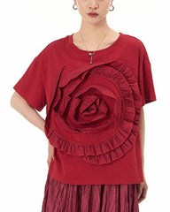 Luxe Ruffle Floral Appliqué Tee