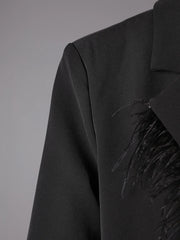 Luxe Feather & Bead Oversized Blazer