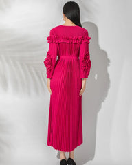 Ruffle Pleats Midi Dress