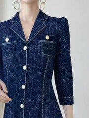 Luxe Modest Plissé Tweed Dress