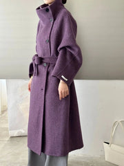 Luxury Wool-Blend Tie Belt Overcoat