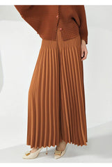 Luxe High-Waisted Plissé Pleated Trousers