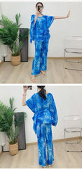 Women's 2-Piece Watercolor Pleated Pants Set