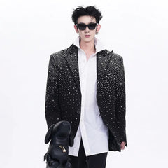 Men's Black Crystal Embellished Blazer