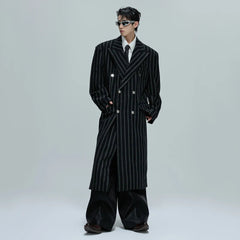 Men's Wool-Blend Pinstripe Overcoat