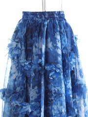 Floral Appliqué Pull-On Skirt