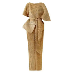 Luxury Modest Pleated Dress & Cape