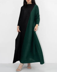 Luxury High-Neck Pleated Dress