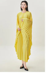Luxury Plissé Cape Dress