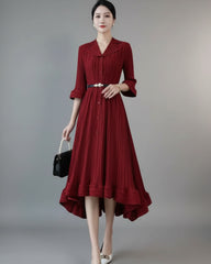Luxury High-Low Pleated Dress