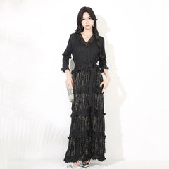 Plissé Japanese Fringe Midi Dress
