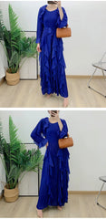 Luxury Pleated Ruffle Midi Dress