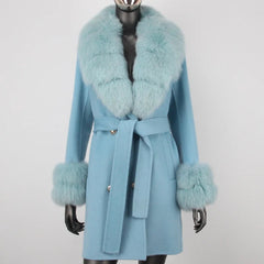 Women's Petite Cashmere & Wool Coat - Fox Fur