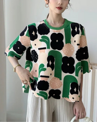 Elegant Abstract Plisse Top