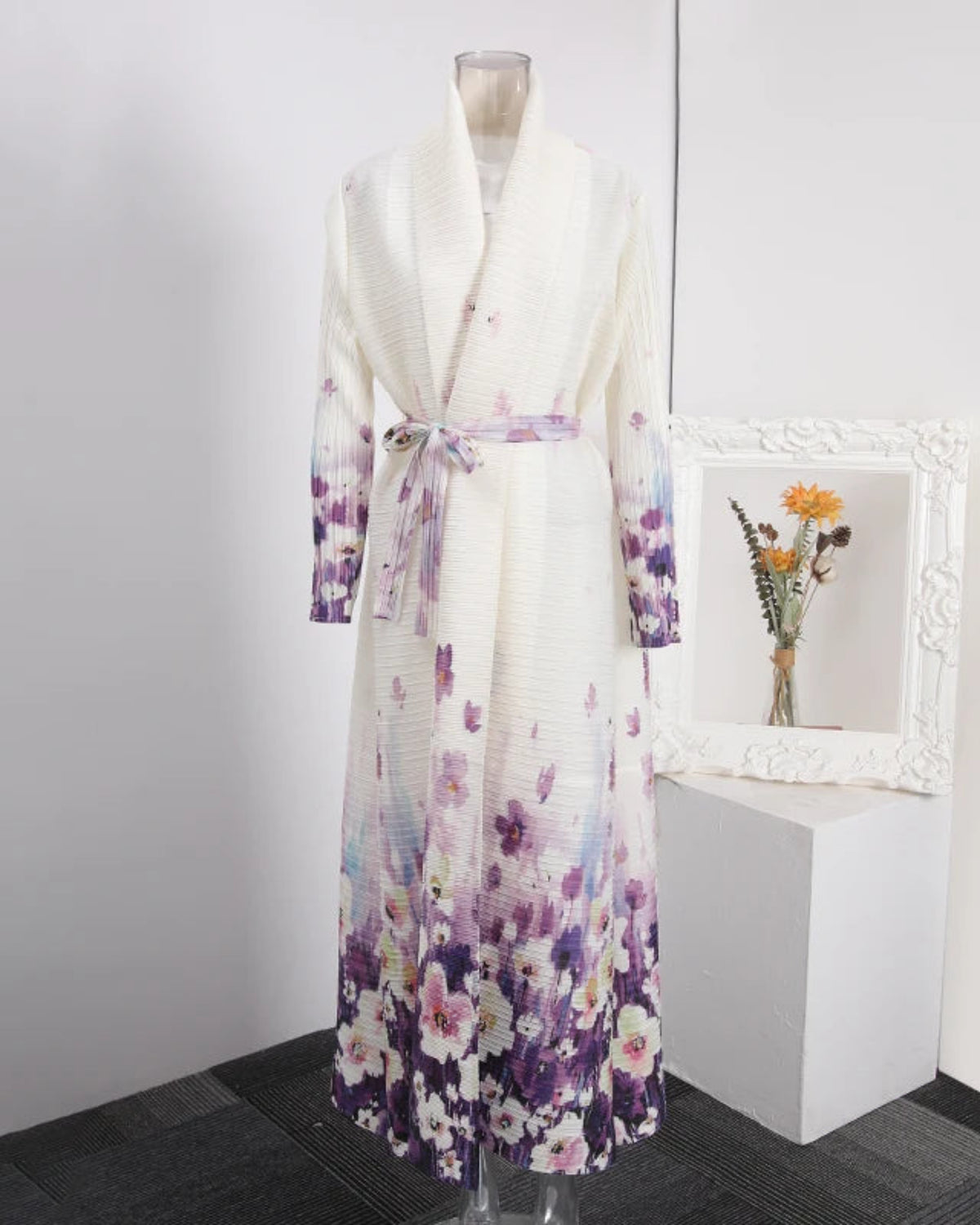 Luxe Plissé Longline Cardigan