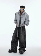 Men's Japanese Streetwear Rhinestone Baggy Jeans