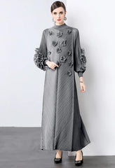 Luxury Pleats Floral Formal Dress