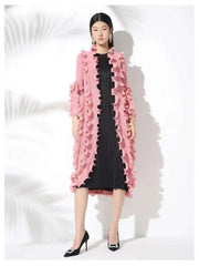 Truly Plissé Ruffle Long Coat