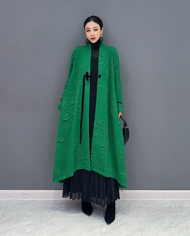 Everyday Chic Embroidered Irregular Length Long Coat