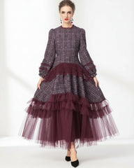 Luxe Formal Tweed Tulle Dress