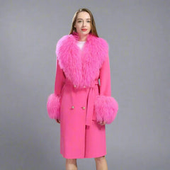 Women's Luxe Cashmere Wool and Sheep Fur Coat