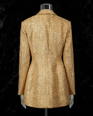 Luxe Gold Metallic Tweed Coat