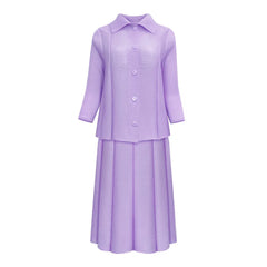 Pleated Set Top & Pull-On Skirt
