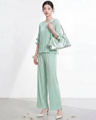 Couture Plissé Top & Dressy Pant Set
