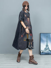 Women's Oversized Rabbit Quilted Patchwork Dress