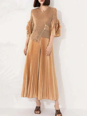 Luxury Formal Plisse Palazzo Pant Set