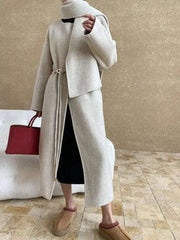 Luxury Wool-Blend Scarf Coat