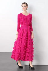 Luxe Plissé Modest Ruffle Dress